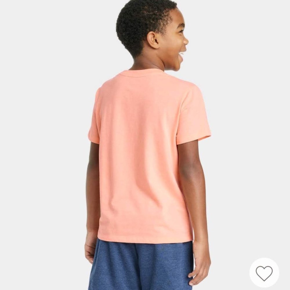 Cat & Jack - Kids' short Sleeve Smiling  Shark Graphic T-Shirt - Size M (8)Peach - Picture 2 of 10